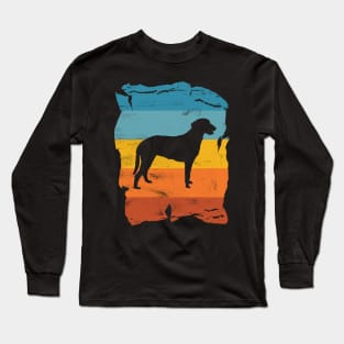 Curly Coated Retriever Distressed Vintage Retro Silhouette Long Sleeve T-Shirt